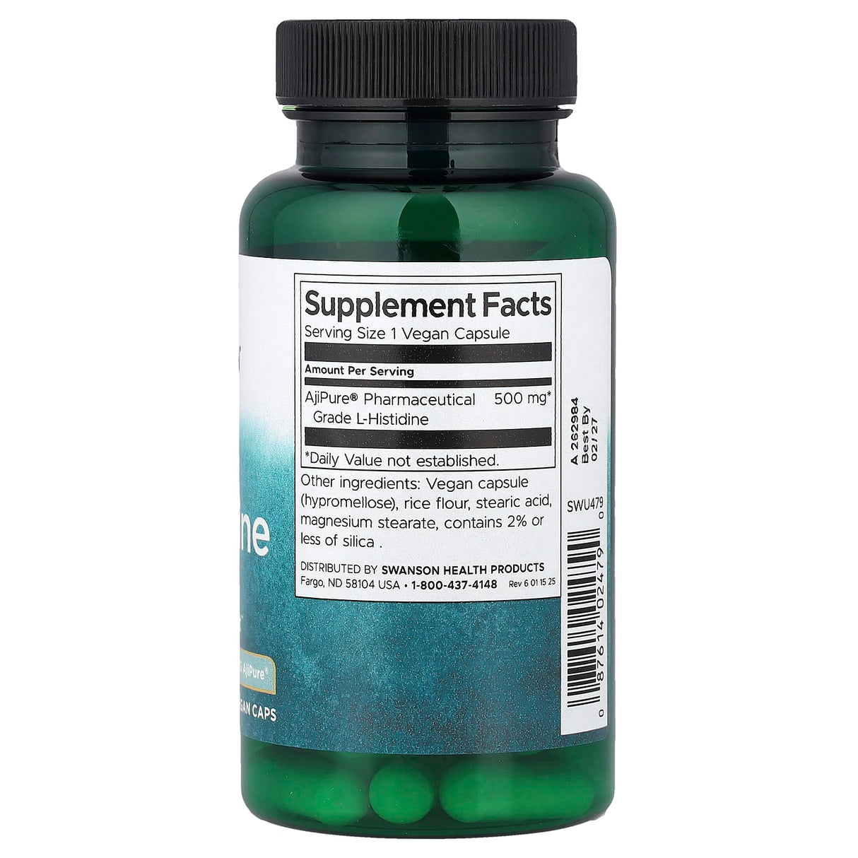 L-Histidine, 500 mg, AjiPure, Swanson, 60 capsule SWU479