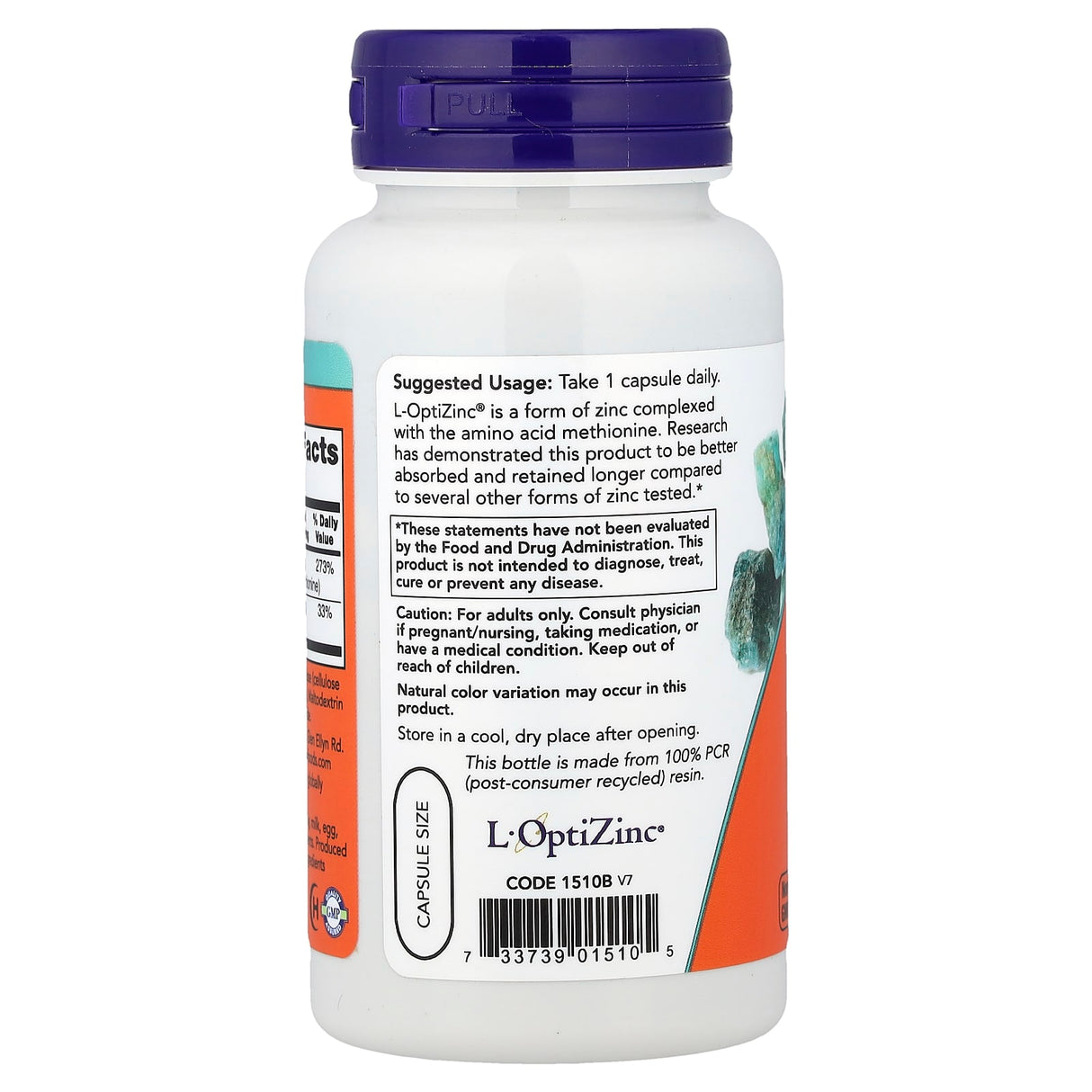 L-OptiZinc, (Biodisponibila) 30 mg, Now Foods, 100 capsule