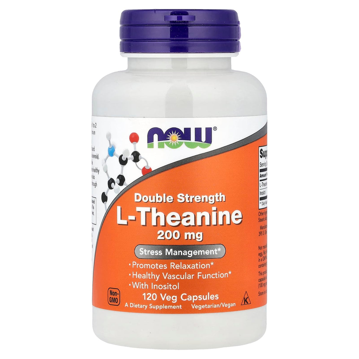 L-Theanine Double Strength cu Inositol, 200mg, Now Foods, 120 capsule