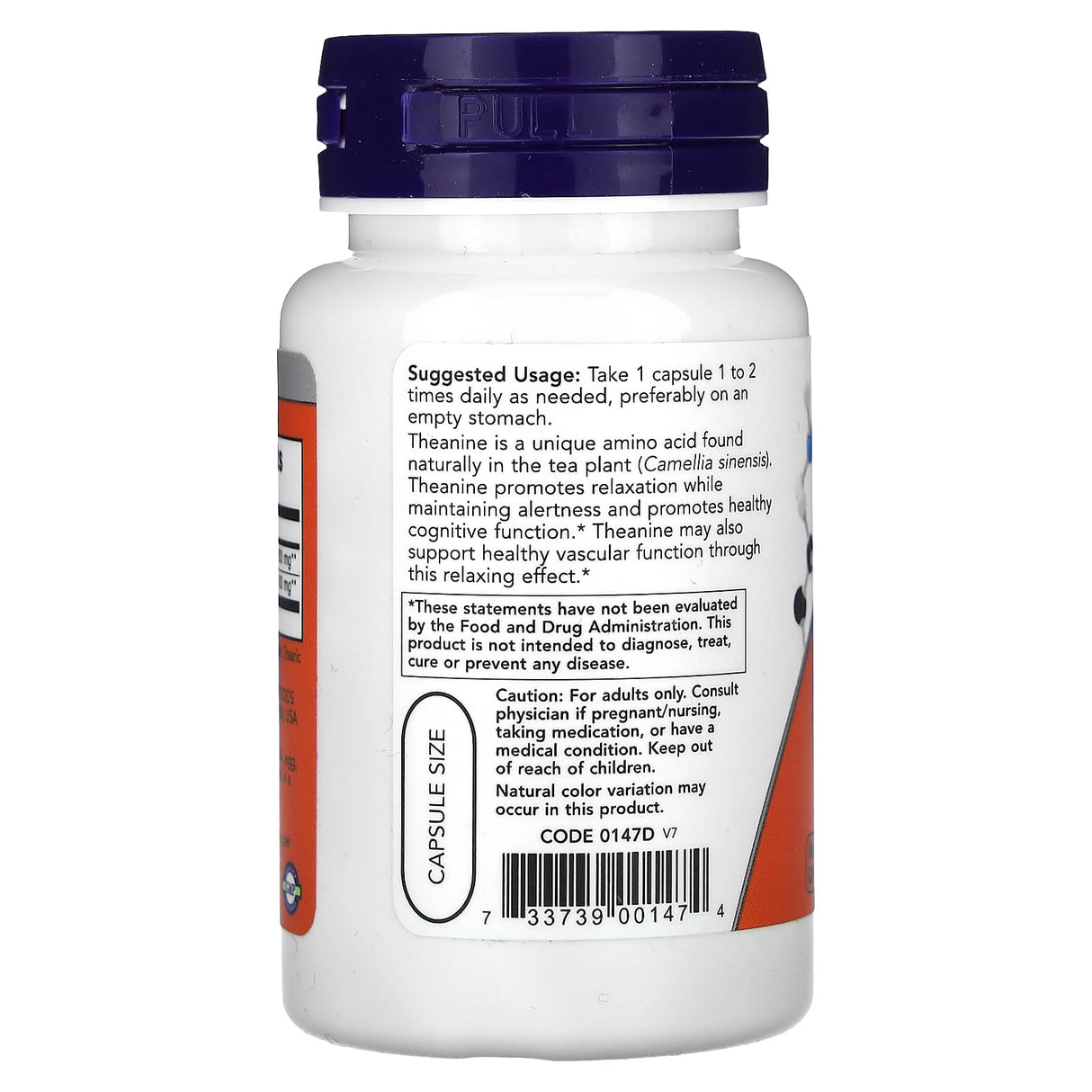 L-Theanine Double Strength cu Inositol, 200mg, Now Foods, 60 capsule
