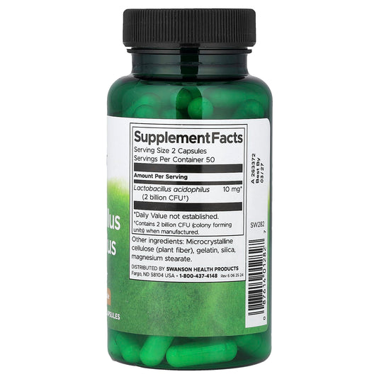Lactobacillus Acidophilus, 1 Billion CFU, Swanson, 100 Capsule SW282
