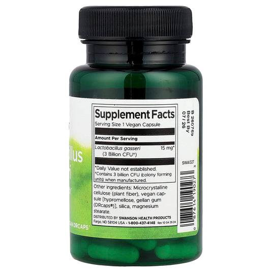Lactobacillus Gasseri 3 Billion CFU, Swanson, 60 capsule SWA027