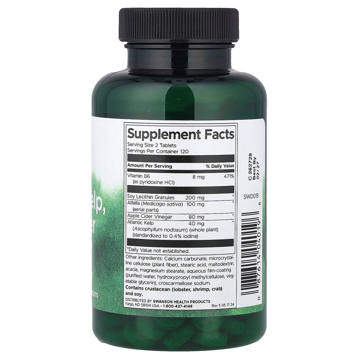 Lecithin, Kelp, B6 & Cider Vinegar, Swanson, 240 Tablete SWD019