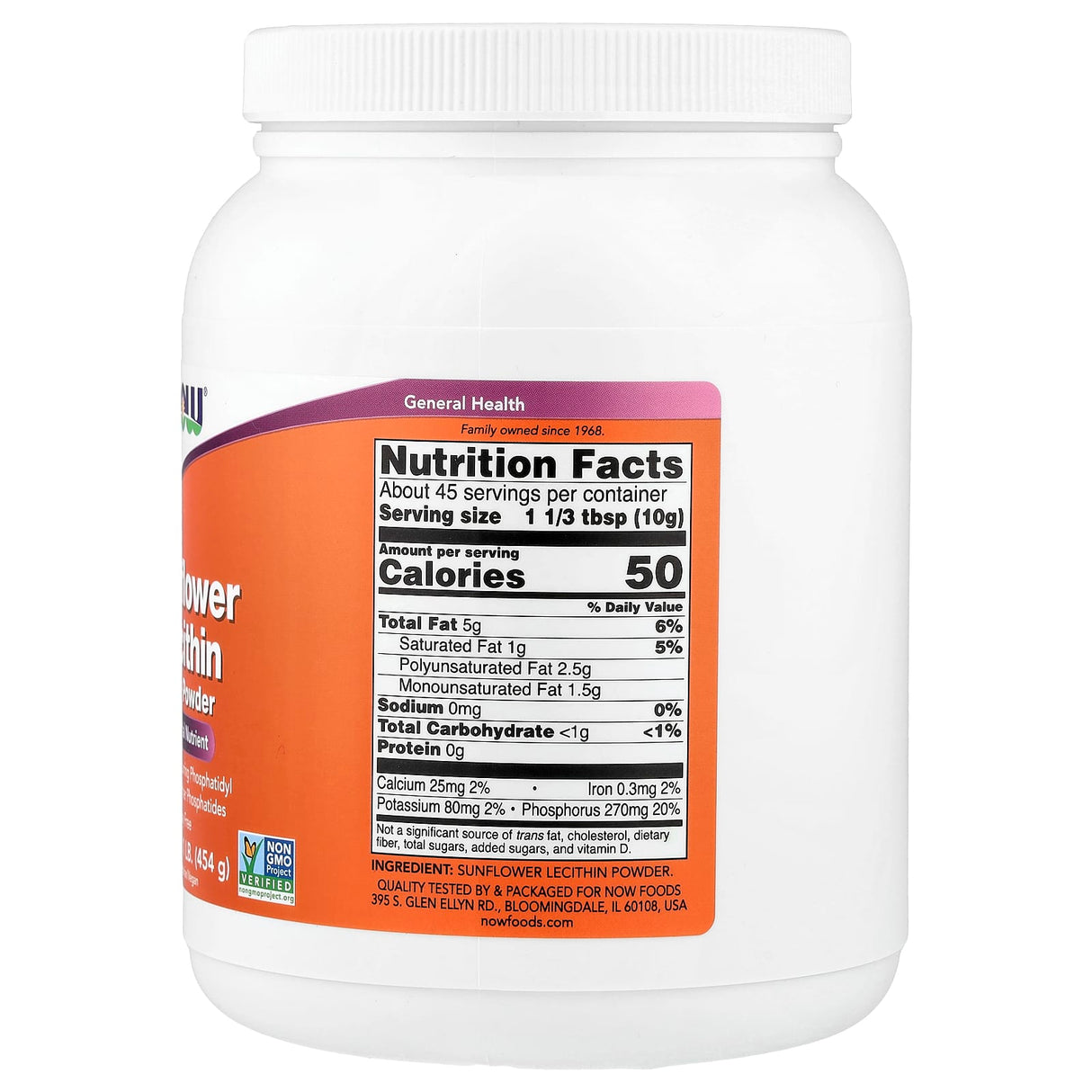 Lecitina din Floarea Soarelui Sunflower Lecithin, Now Foods, 454g