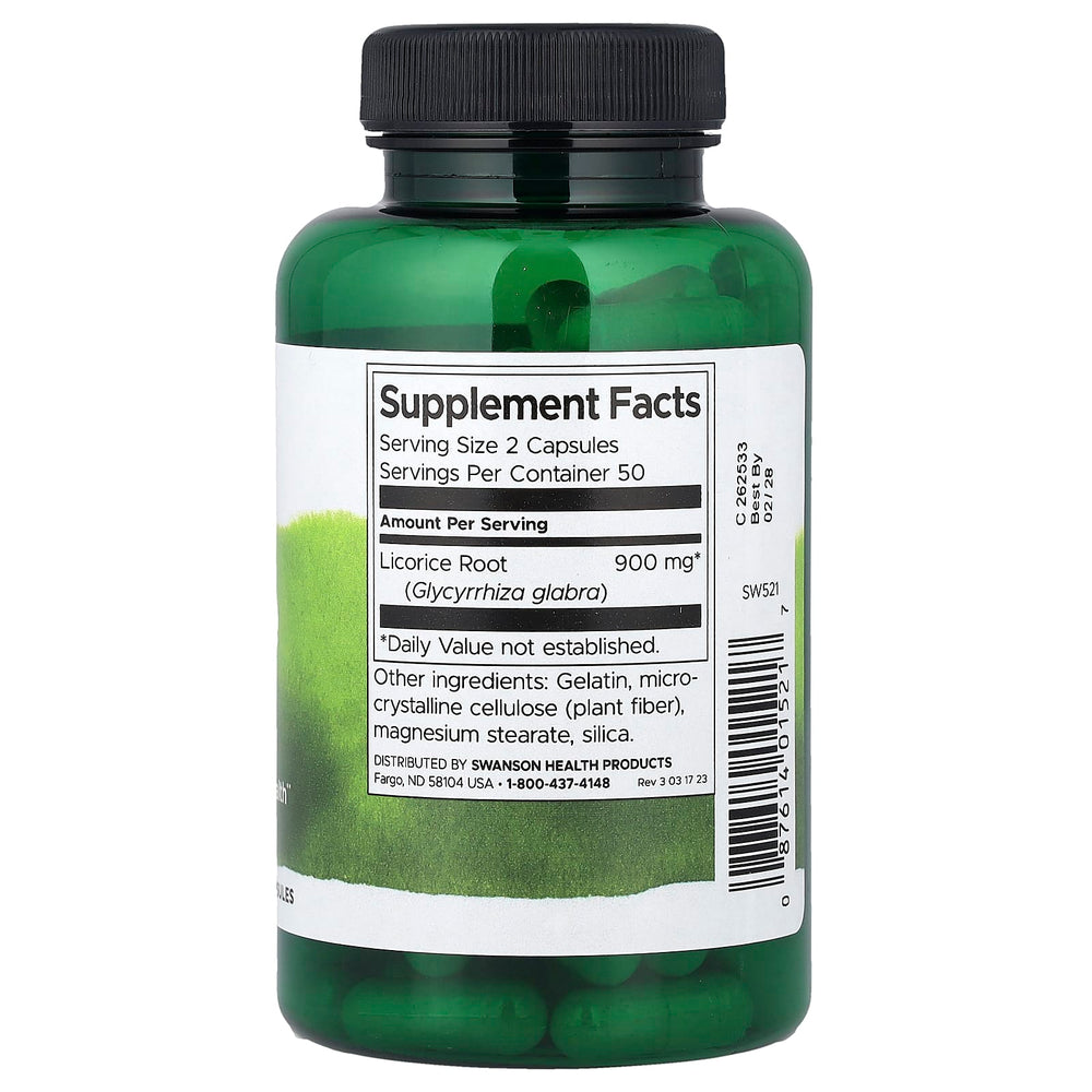 Licorice Root (Lemn Dulce), 450 mg, Swanson, 100 capsule SW521