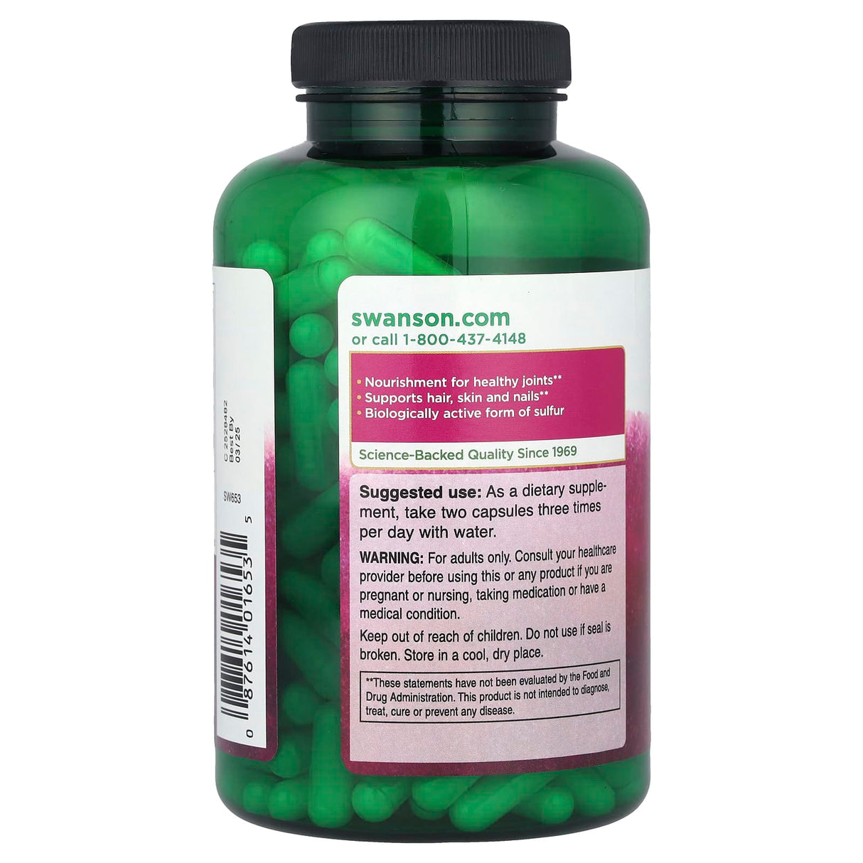 MSM (Sanatatea Articulatiilor), 500 mg, Swanson, 250 capsule SW653