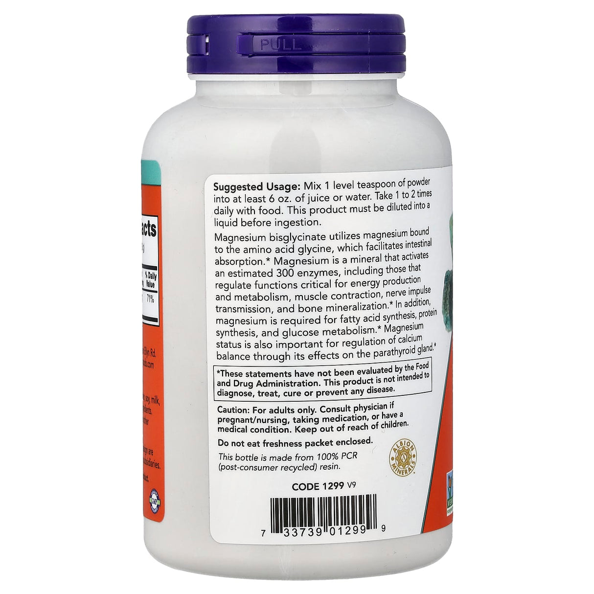 Magnesium Bisglycinate Powder, Now Foods, 227g