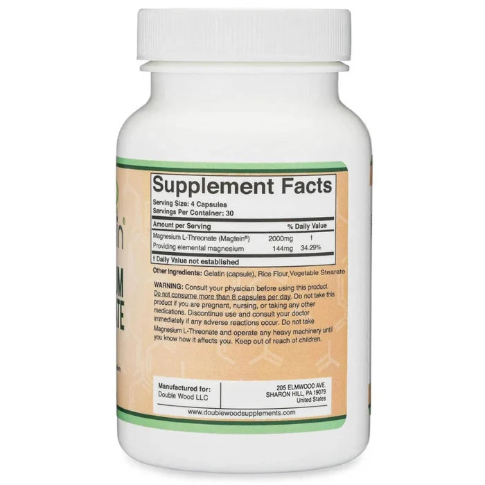 Magnesium L-Threonate (Magtein), 2000 mg, Double Wood Supplements, 120 capsule