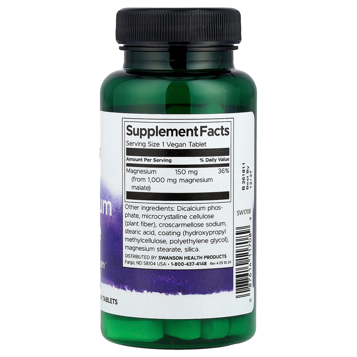 Magnesium Malate, 1000 mg Elemental Magnesium, Swanson, 60 tablete SW1708