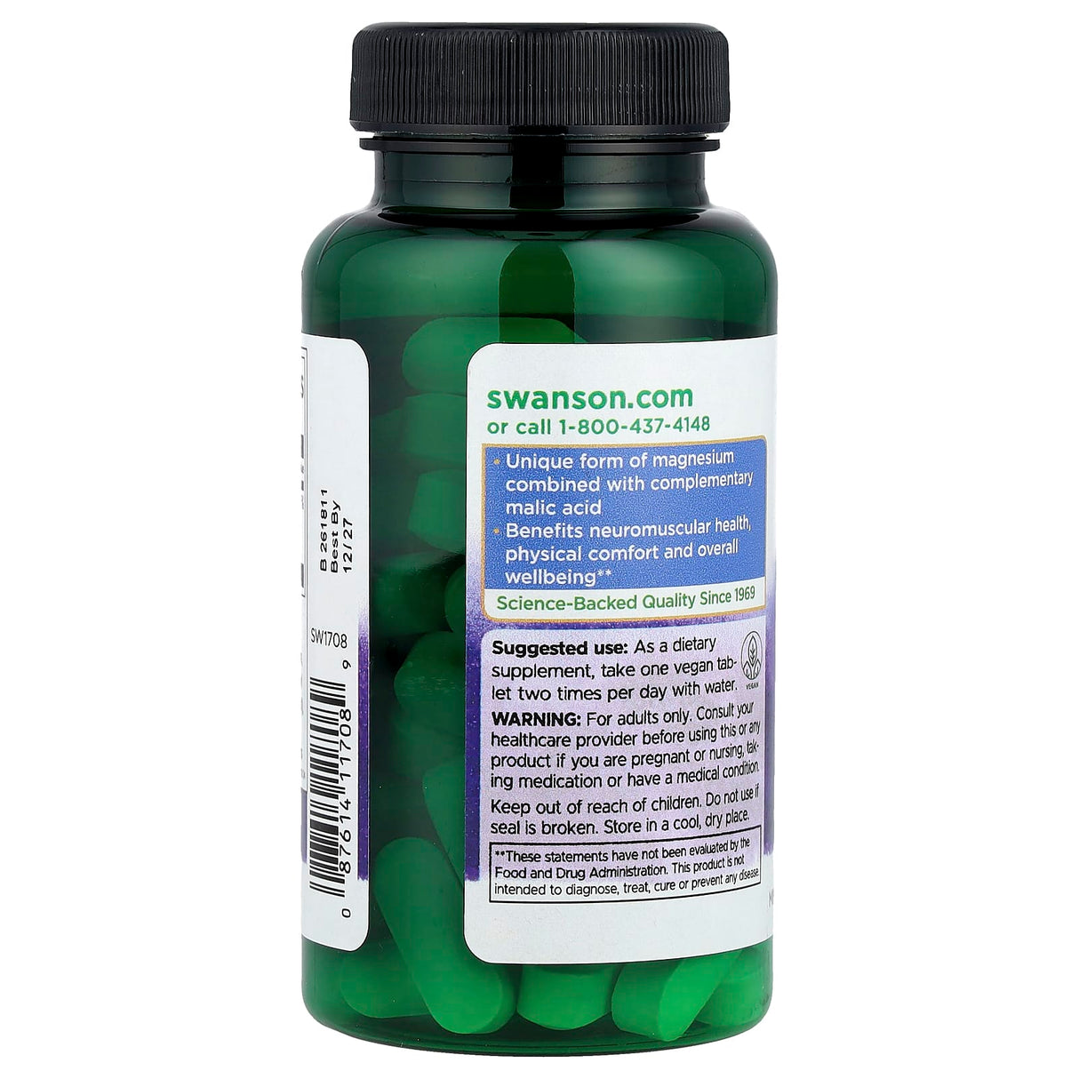 Magnesium Malate, 1000 mg Elemental Magnesium, Swanson, 60 tablete SW1708