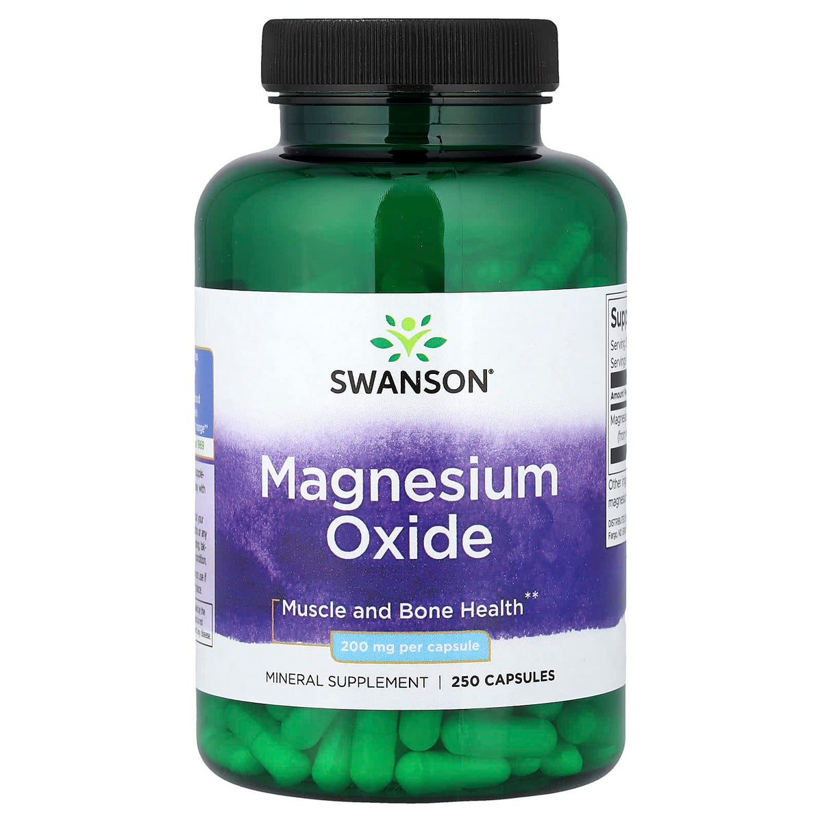 Magnesium Oxide; 200 mg; Swanson; 250 capsule SW196 – Provitamine