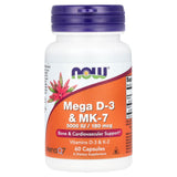 Mega D-3 & MK-7 (K2), 180 mcg (5,000 IU), Now Foods, 60 capsule