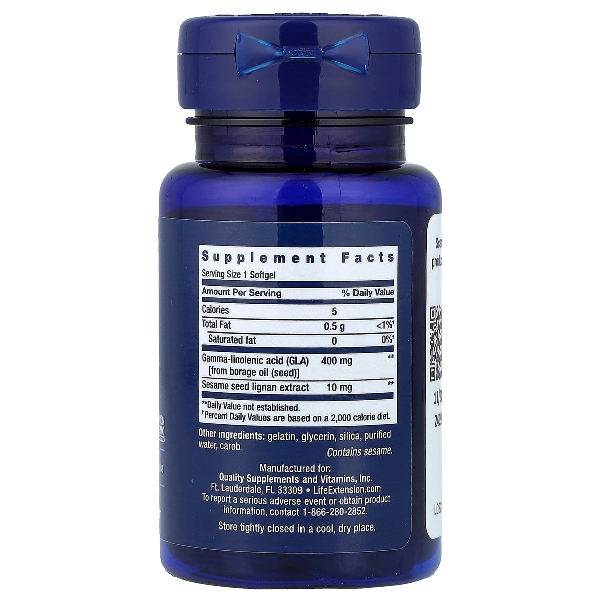 Mega GLA Sesame Lignans, (Borage Oil) Life Extension, 30 softgels