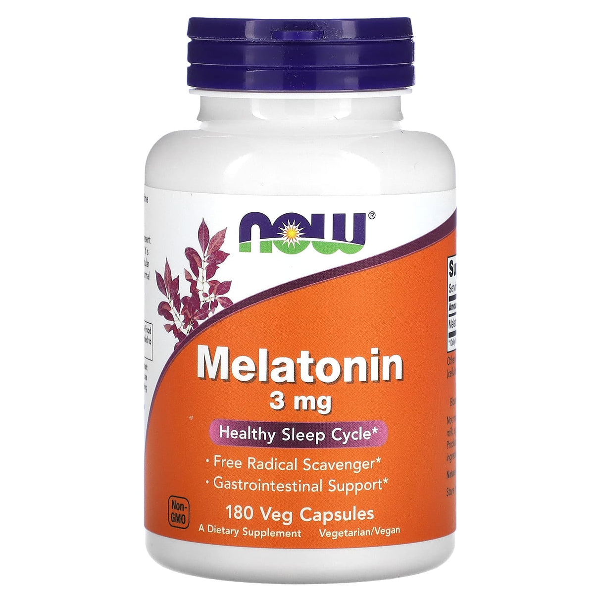Melatonin (Melatonina) 3 mg, Now Foods, 180 capsule