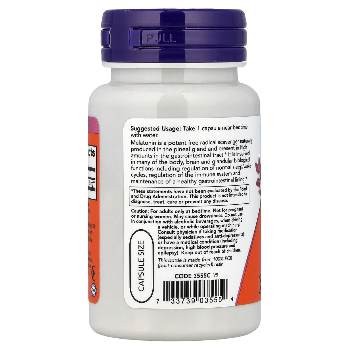 Melatonin (Melatonina) 5 mg, Now Foods, 60 capsule