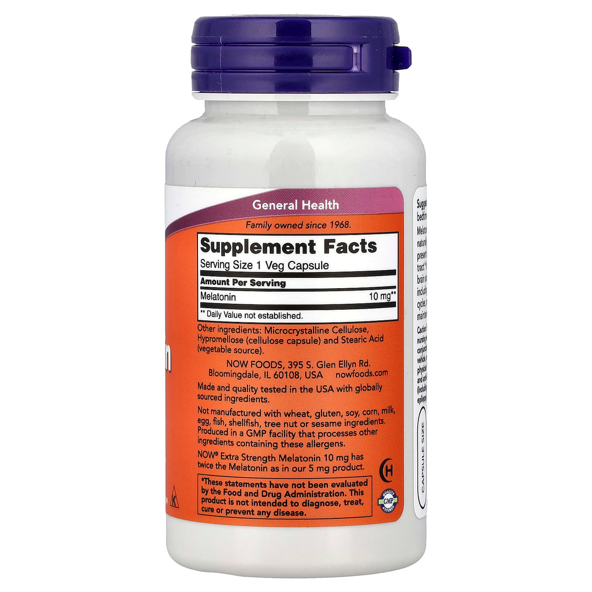 Melatonin (Melatonina) Extra Strength 10 mg, Now Foods, 100 capsule