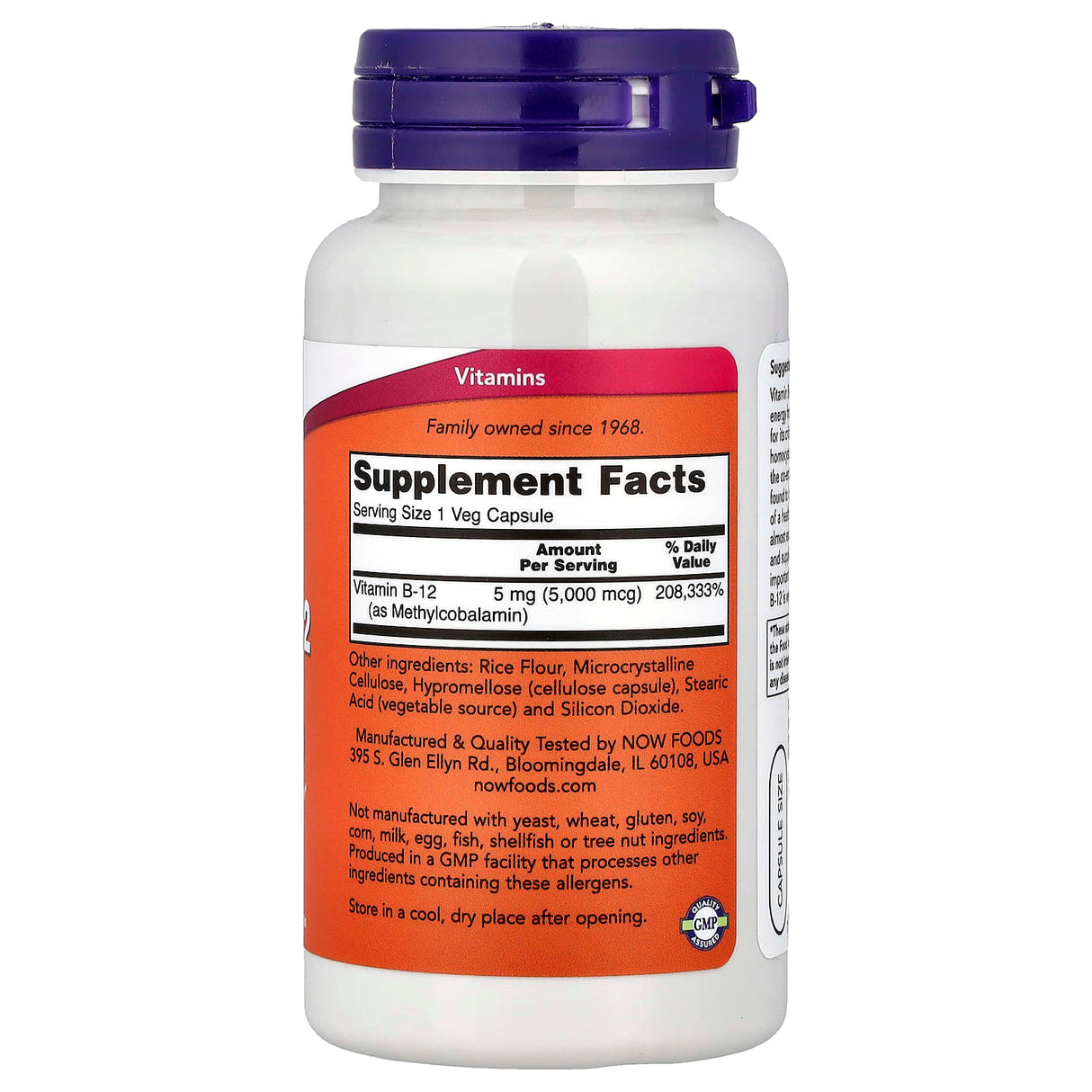 Methyl B-12 (Vitamina B12), 5000mcg, Now Foods, 90 capsule