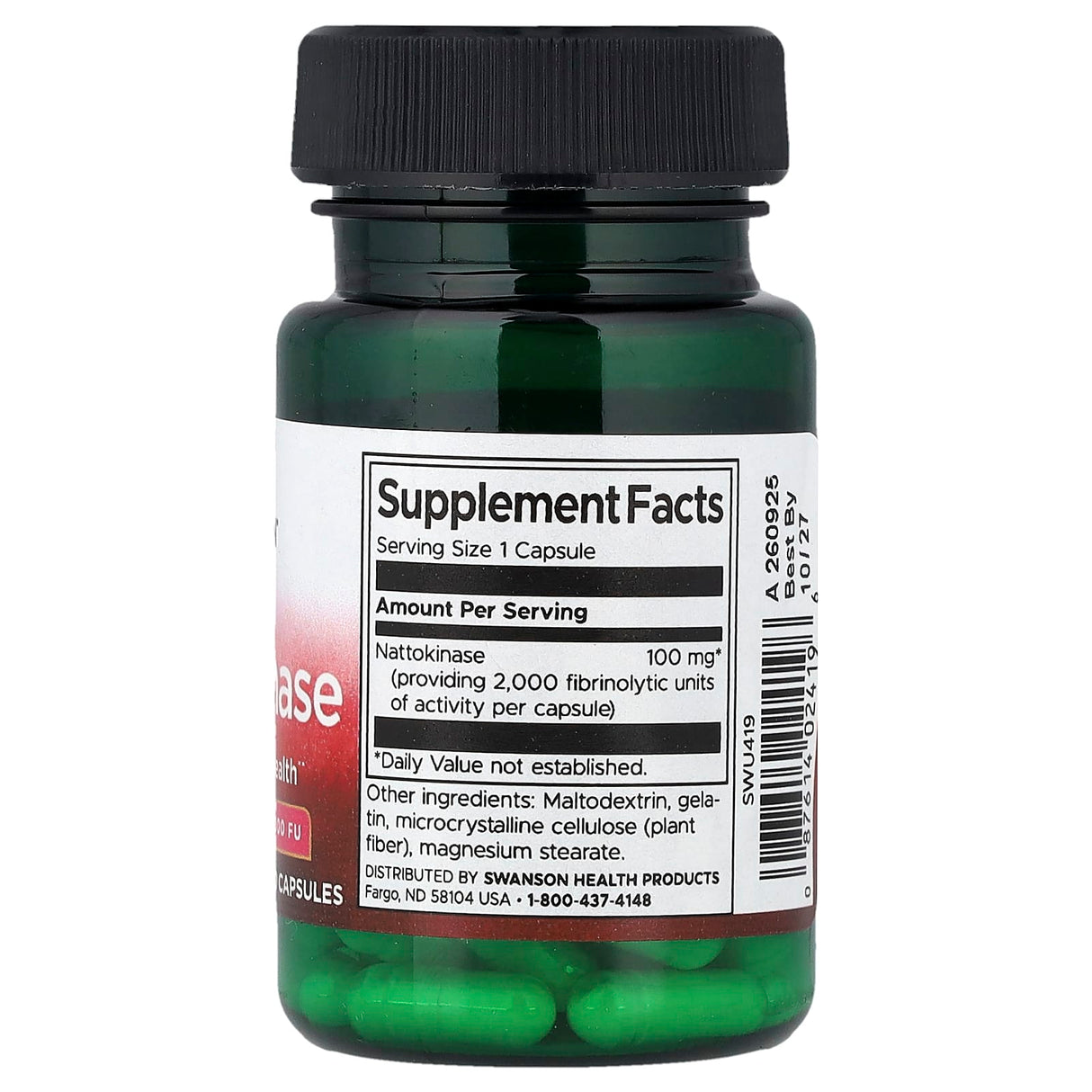 Nattokinase 2000 FU, 100 mg, Swanson, 30 capsule SWU419