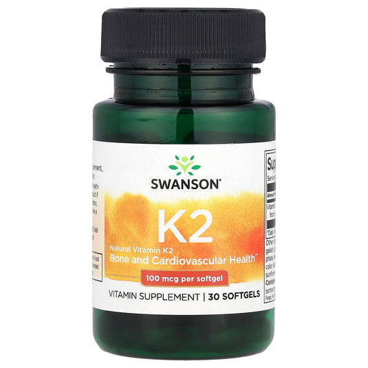 Natural Vitamin K2 (Menachinona) MK-7, 100mcg, Swanson, 30 softgels SWU672