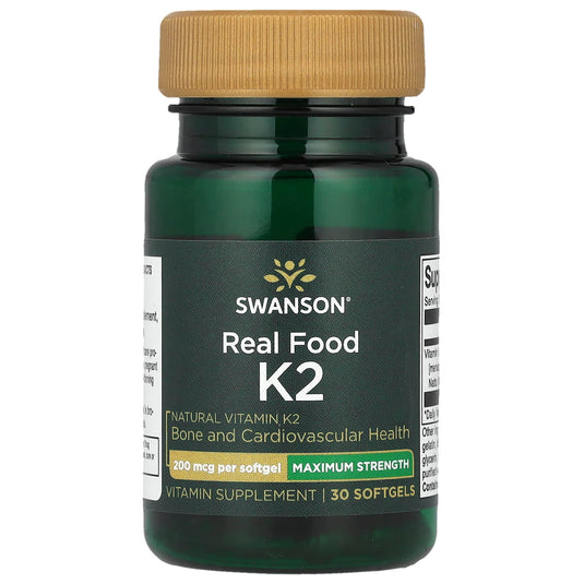Natural Vitamin K2 (Menachinona) MK-7, 200mcg, Swanson, 30 softgels SWU906