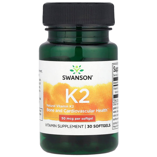 Natural Vitamin K2 (Menachinona) MK-7, 50mcg, Swanson, 30 softgels SWU671