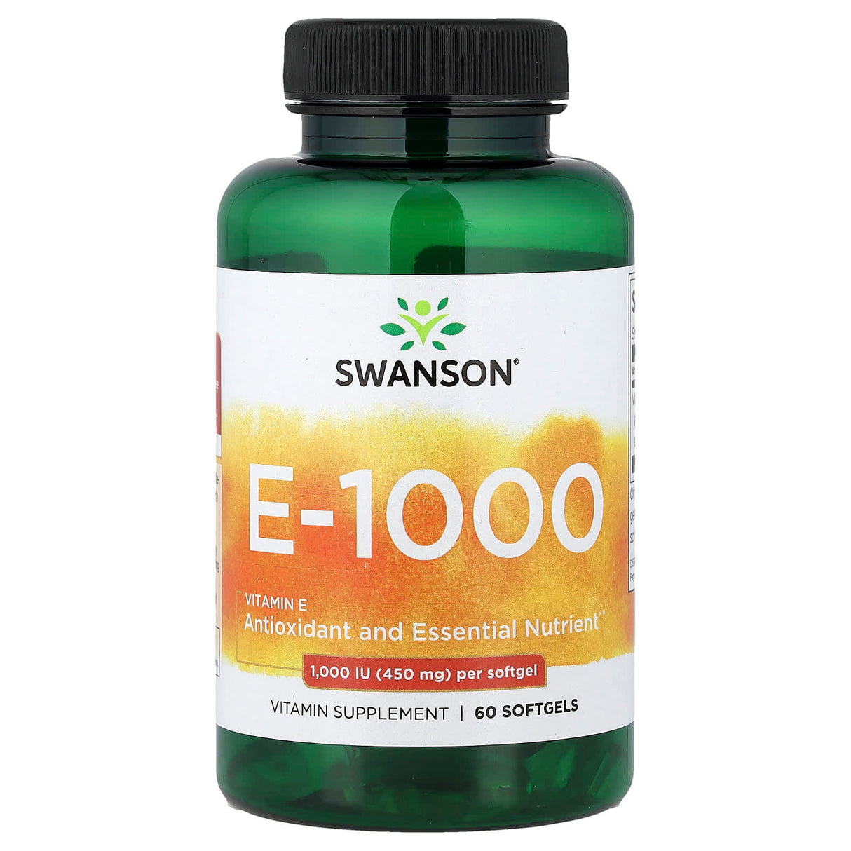 Natural Vitamina E, 1000 IU, Swanson, 60 Softgels SW1439