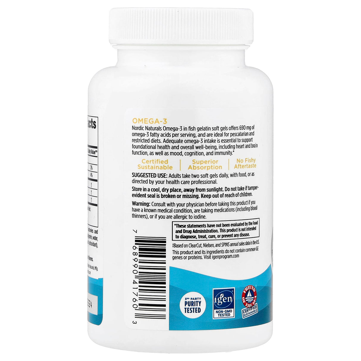 Omega-3 Lemon, 690 mg, Nordic Naturals, 60 softgels