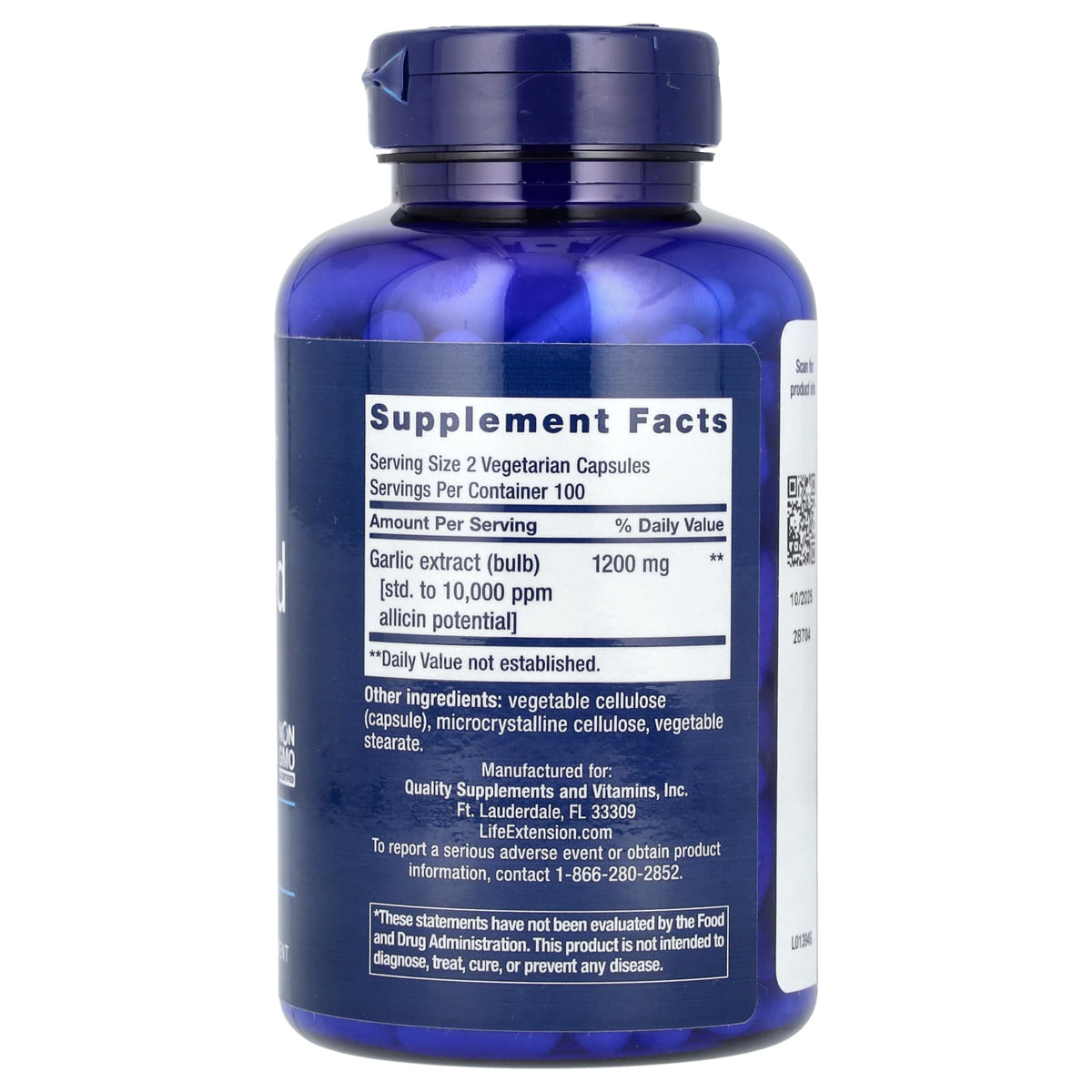 Optimized Garlic Extract, Life Extension, 200 capsule