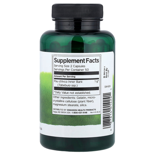 Pau d'Arco (Detoxifiere), 500mg, Swanson, 100 capsule SW424