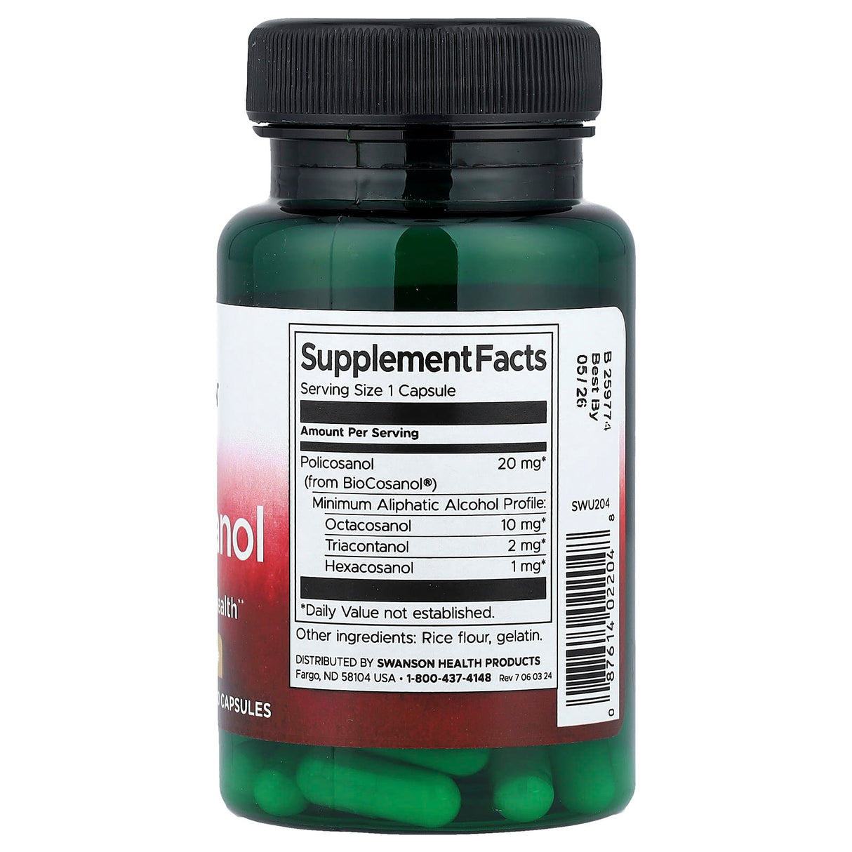 Policosanol, 20 mg, Swanson, 60 capsule SWU204