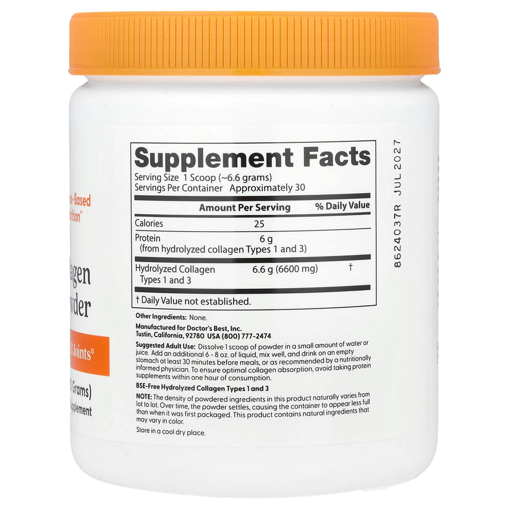 Pure Collagen Types 1 and 3, Powder, Doctor's Best, 200g