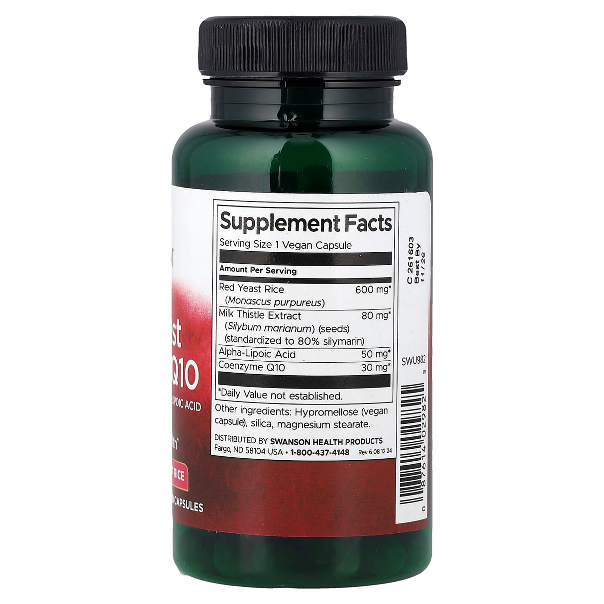 Red Yeast Rice & CoQ10 with Milk Thistle and Alpha Lipoic Acid, Swanson, 60 capsule SWU982
