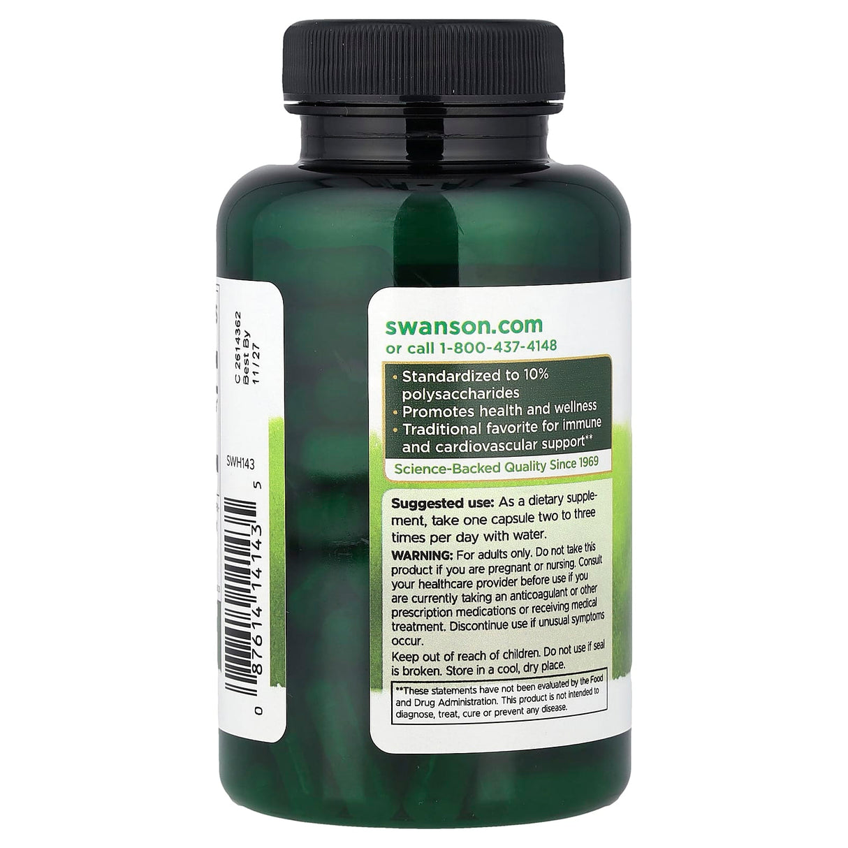 Reishi Mushroom Extract (Ganoderma Lucidum), 500mg, Swanson, 90 capsule SWH143