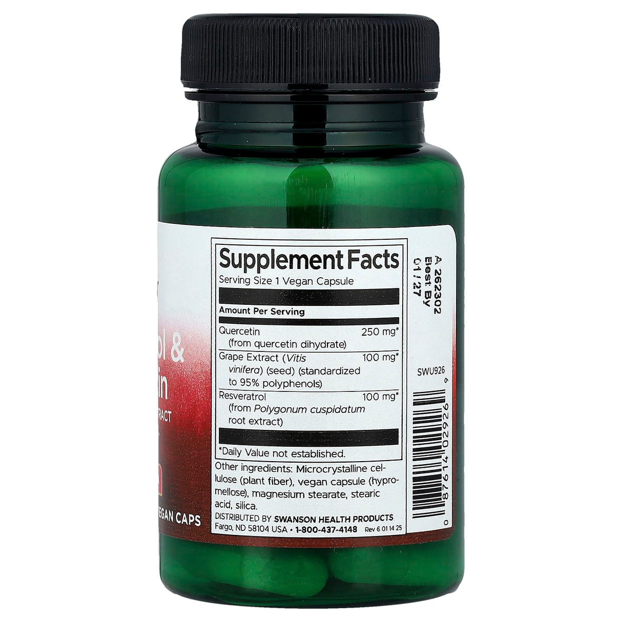 Resveratrol & Quercetin with Grape Seed Extract, Swanson, 30 capsule SWU926