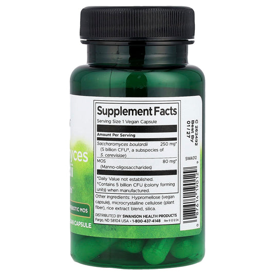 Saccharomyces Boulardii with Prebiotic MOS, 5 Billion CFU, Swanson, 30 capsule SWA012