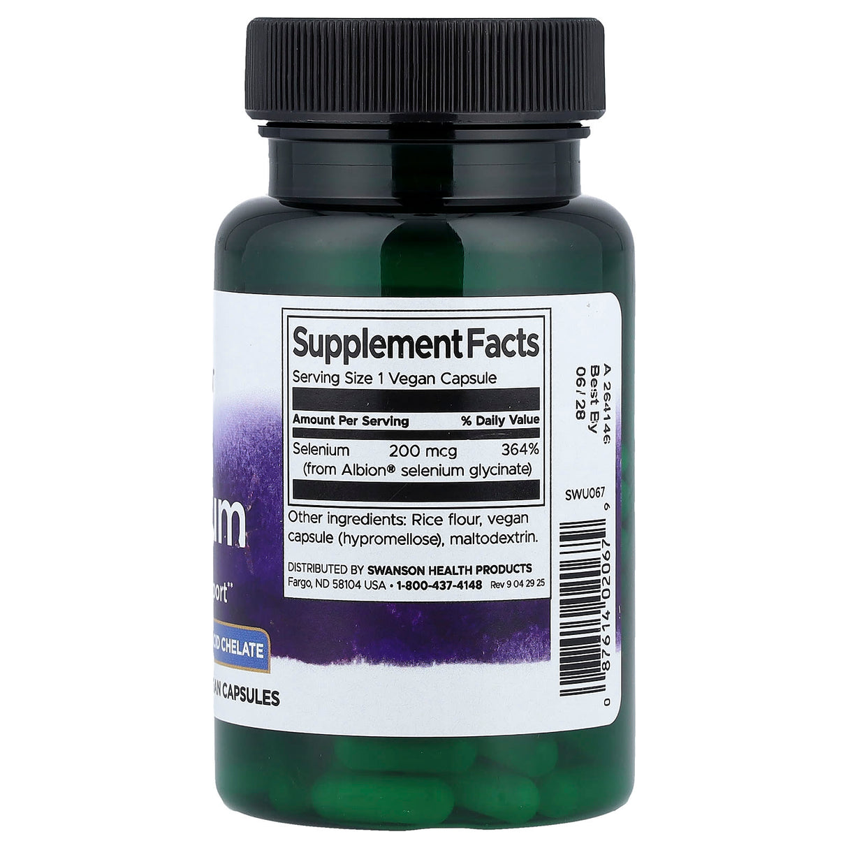 Selenium Complex Albion (Glycinate), 200 mcg, Swanson, 90 capsule SWU067