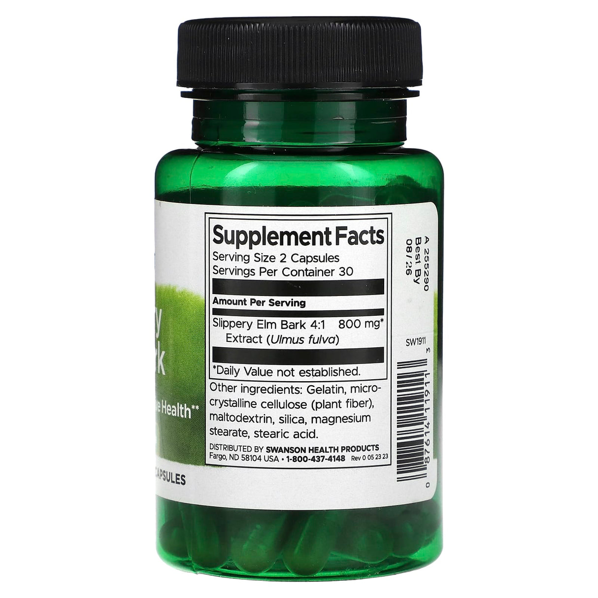 Slippery Elm Extract (Ulmus fulva), 400mg, Swanson, 60 capsule SW1911