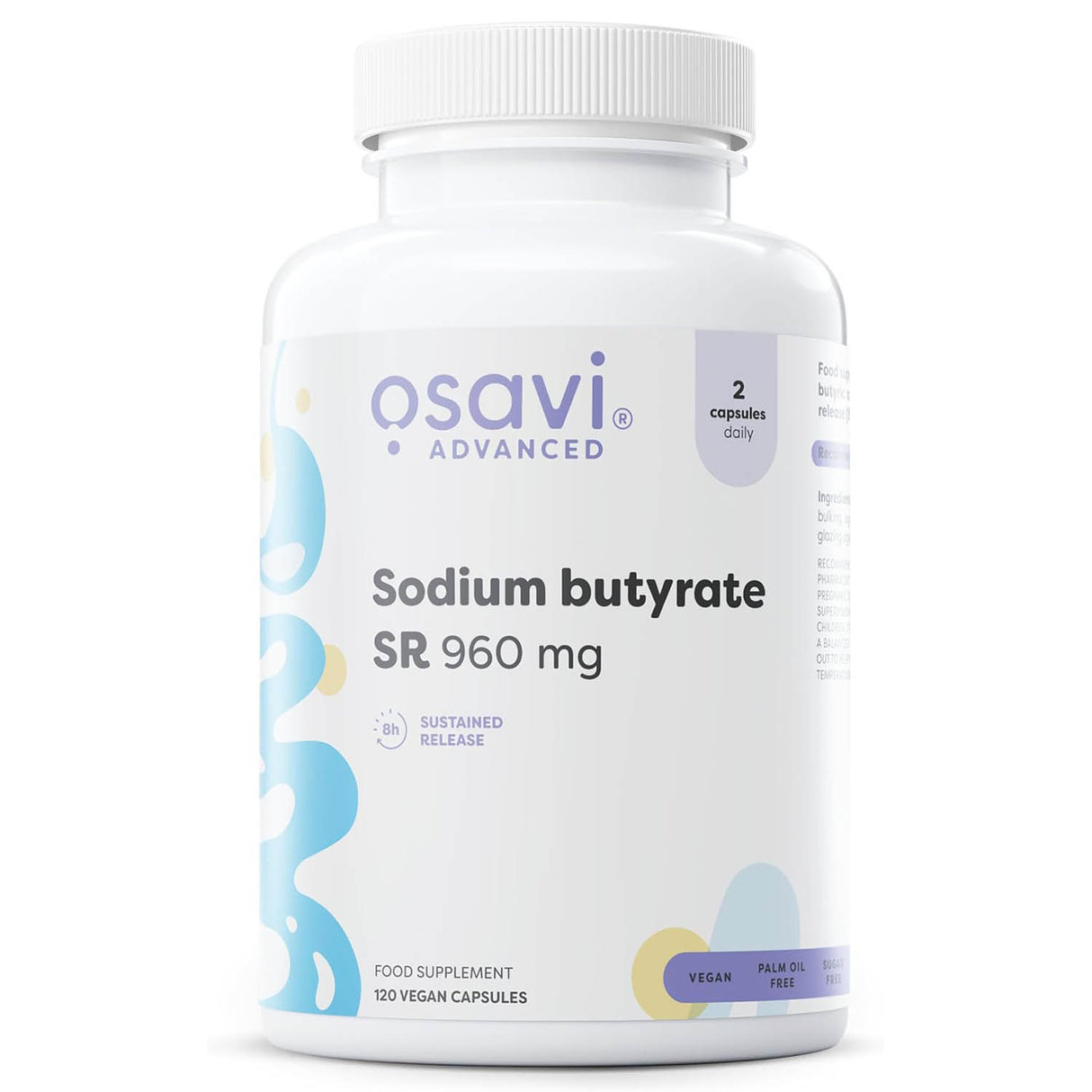 Sodium butyrate, Sustained Release, 960 mg, Osavi, 120 capsule