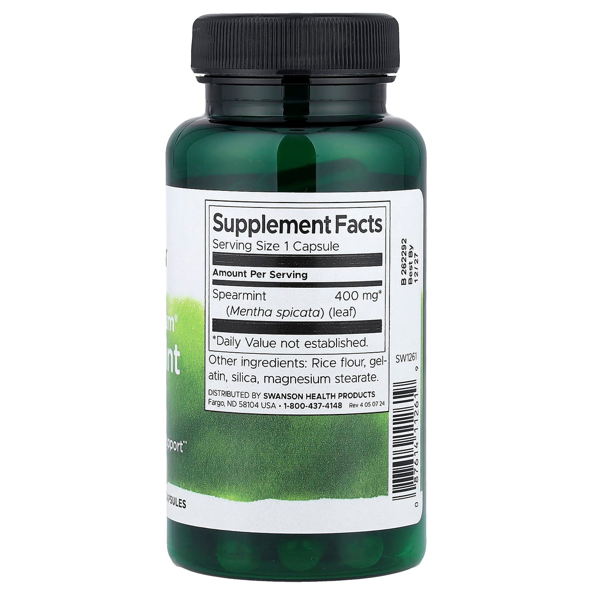 Spearmint Leaf (Menta), 400 mg, Swanson, 60 capsule SW1261