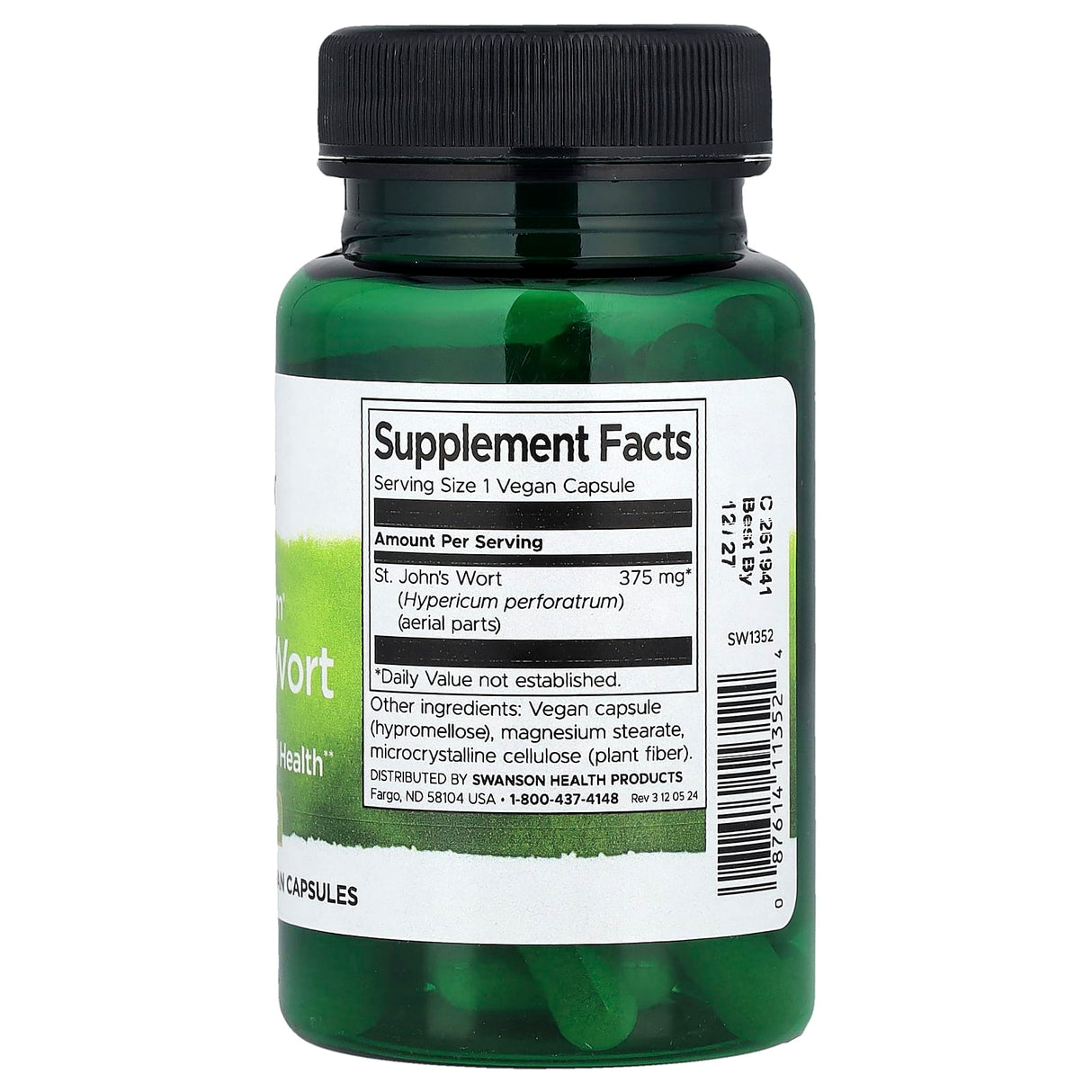 St. John's Wort (Sunatoare), 375 mg, Swanson, 60 capsule SW1352