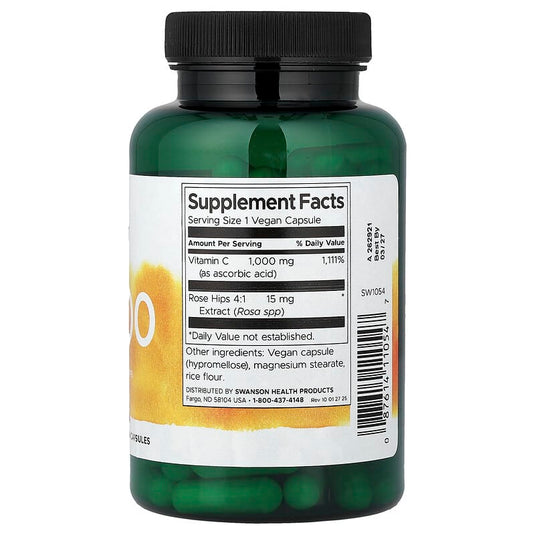 Vitamin C 1000mg with Rose Hips, Swanson, 90 capsule SW1054