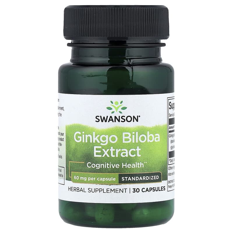Ginkgo Biloba Extract, 60 mg, Swanson, 30 capsule SW1242 – Provitamine