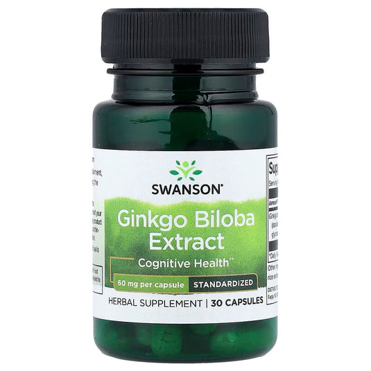 Ginkgo Biloba Extract, 60 mg, Swanson, 30 capsule SW1242