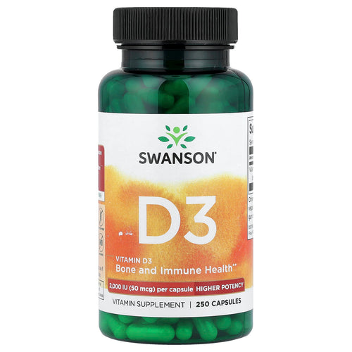 Vitamina D-3 2000 IU, Swanson, 250 capsule SW1210