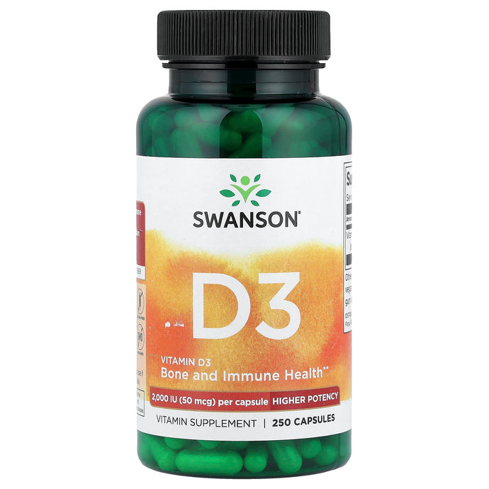 Vitamina D-3 2000 IU, Swanson, 250 capsule SW1210