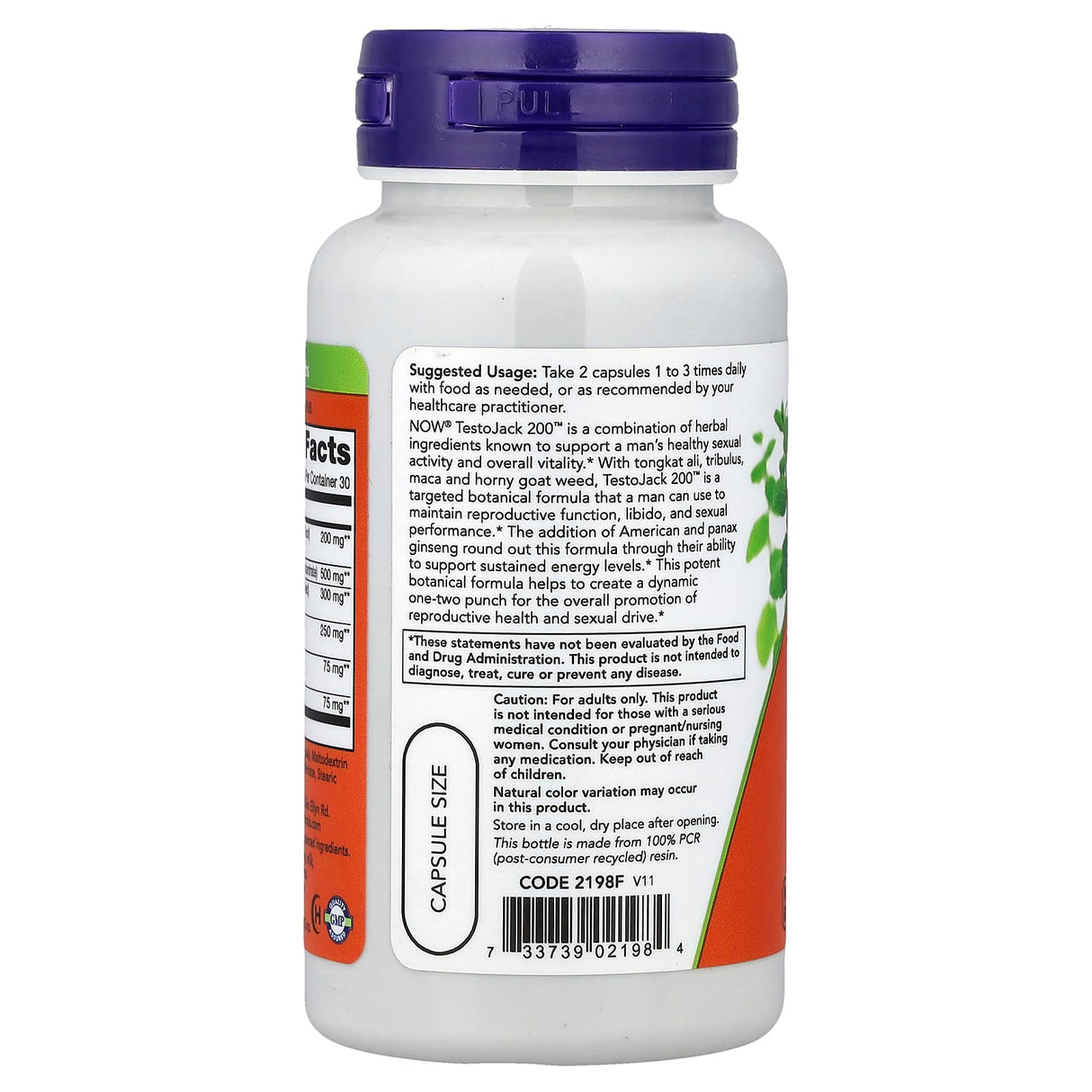 TestoJack 200, Stimulent Hormonal, Now Foods, 60 capsule