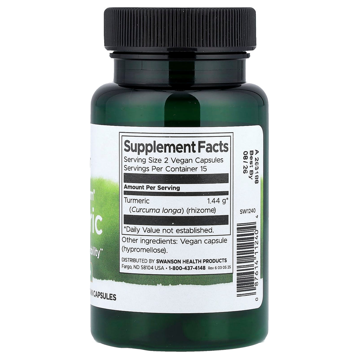 Turmeric (Curcuma Longa), 720mg, Swanson, 30 capsule SW1240