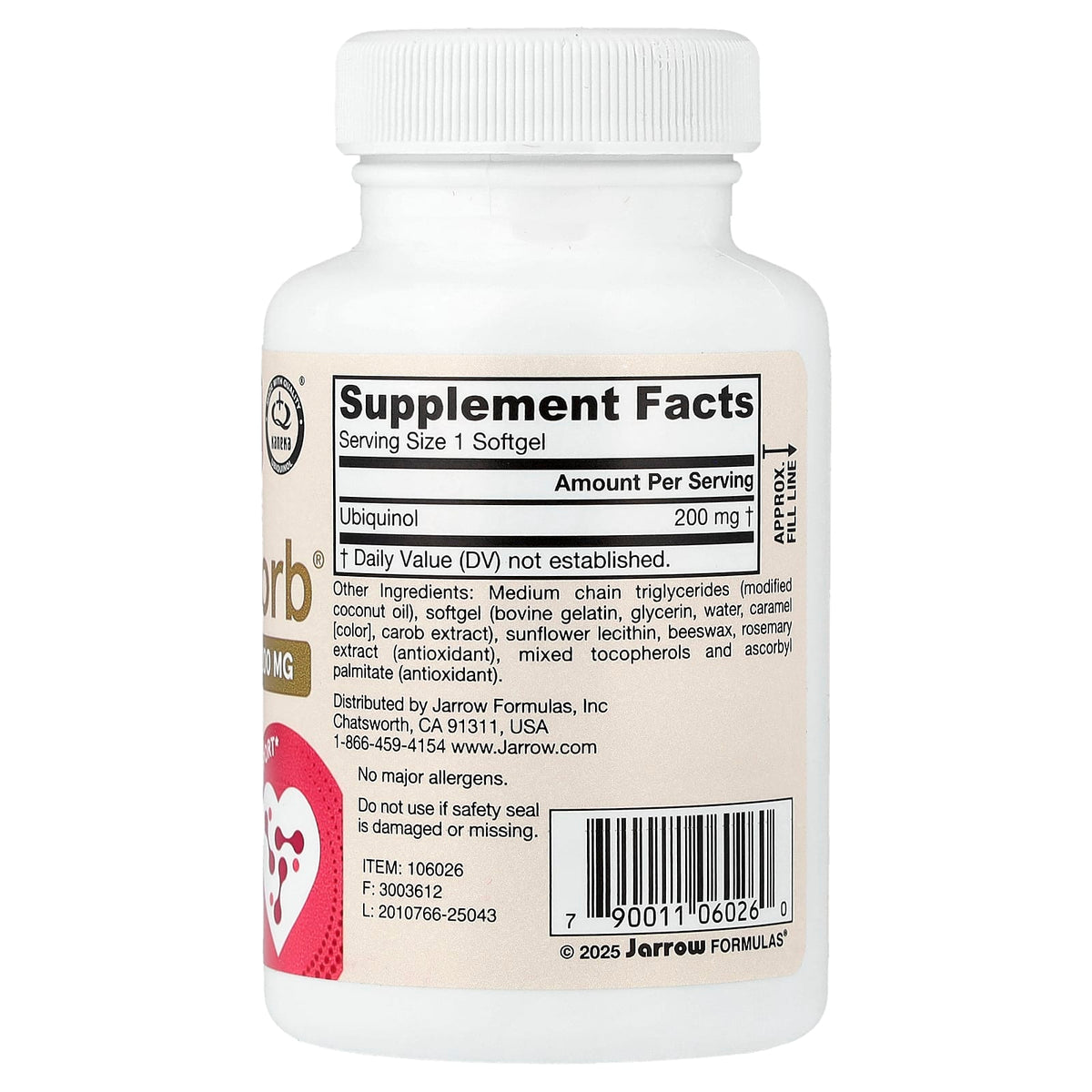 Ubiquinol, QH-Absorb, 200 mg, Jarrow Formulas, 60 softgels