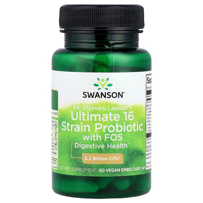 Ultimate 16 Strain Probiotic With FOS, 3.2 Billion CFU, Swanson, 60 capsule SWA051
