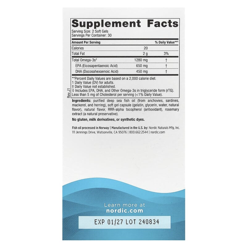 Ultimate Omega, 1280 mg, Nordic Naturals, 60 softgels